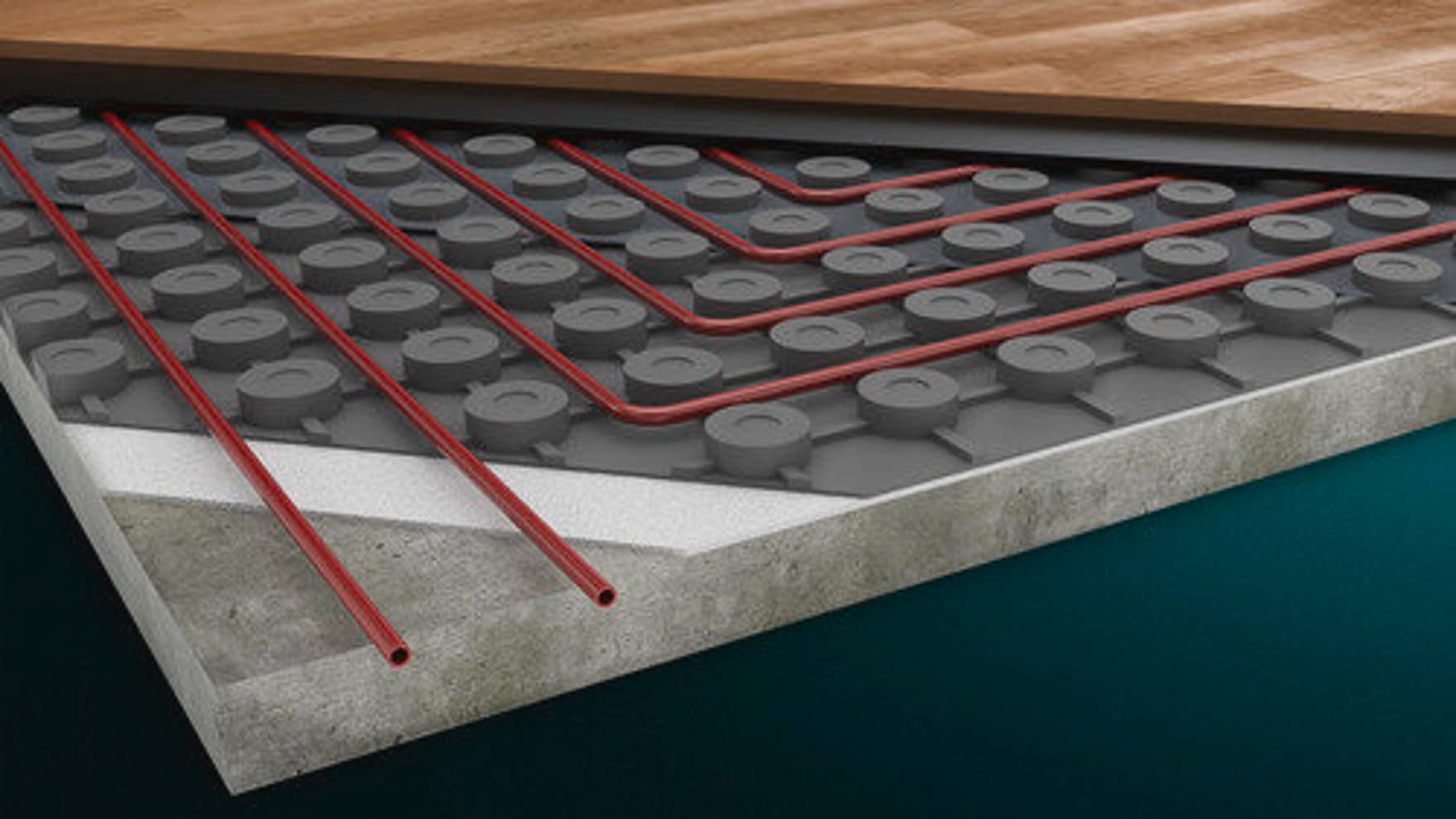 Anschnitt Fußbodenheizung