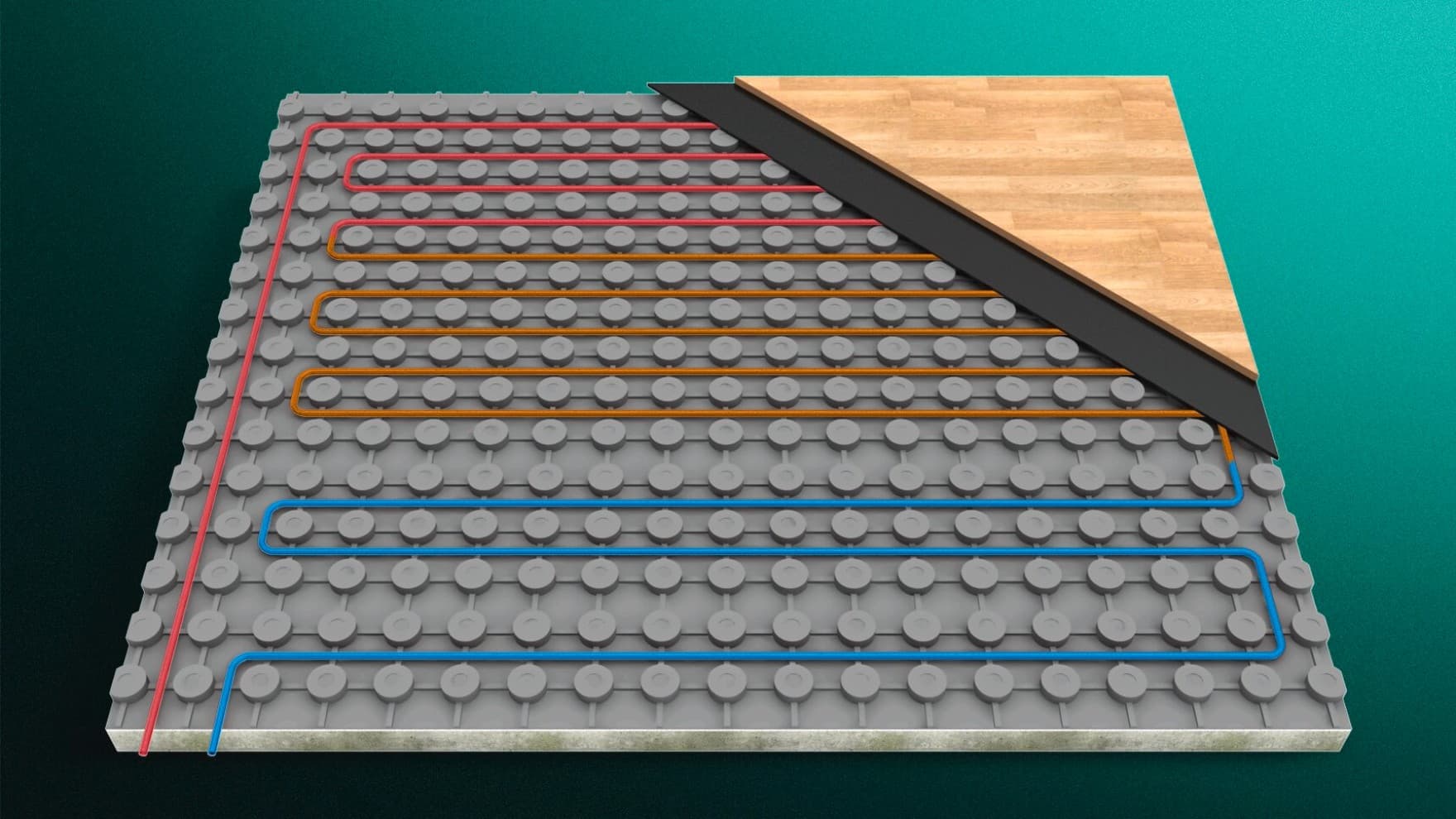 Grafik einer modularen Fußbodenheizung