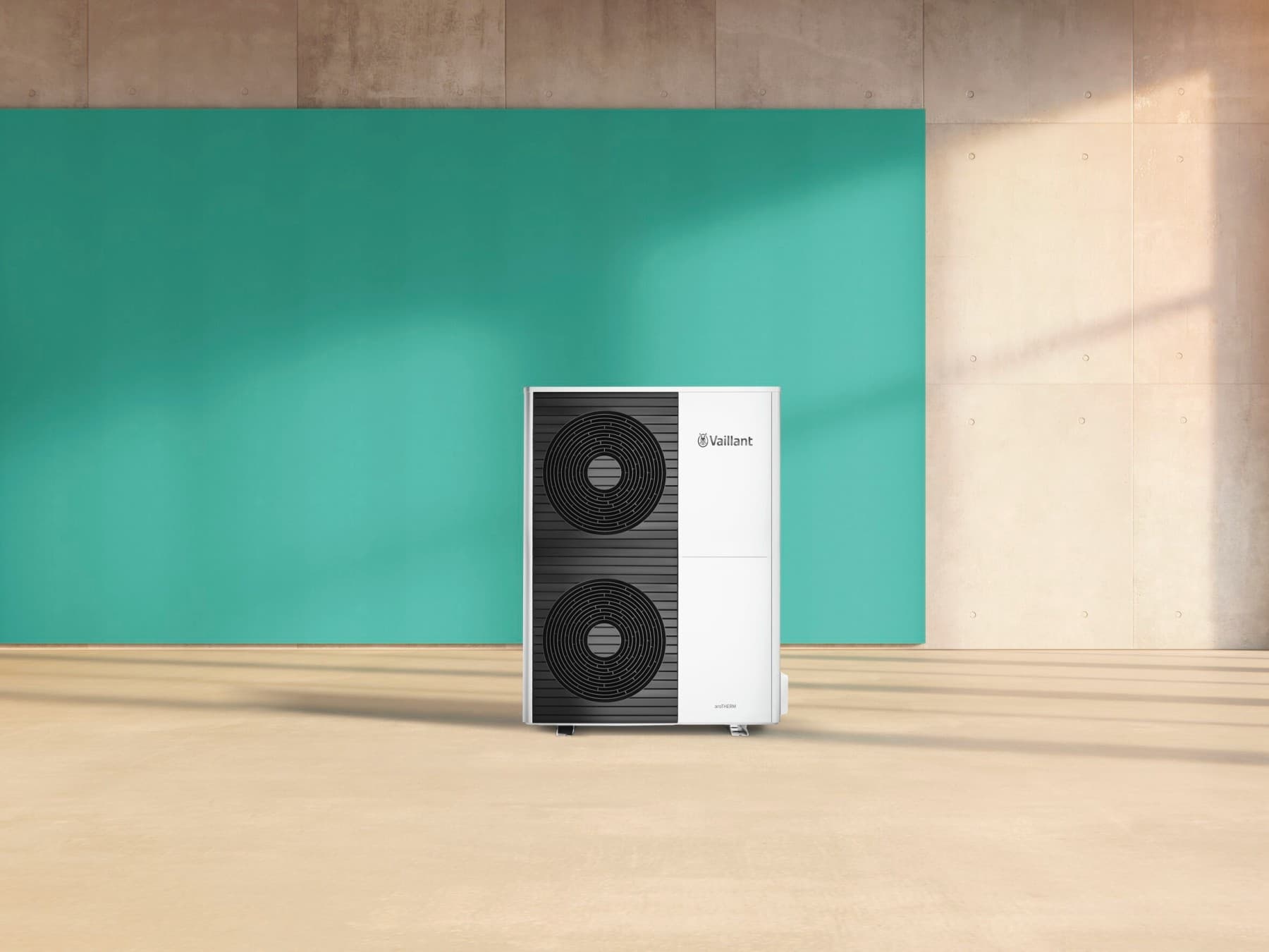 Außeneinheiten der Luft-Wasser-Wärmepumpe aroTHERM Split von Vaillant in verschiedenen Leistungsgrößen.