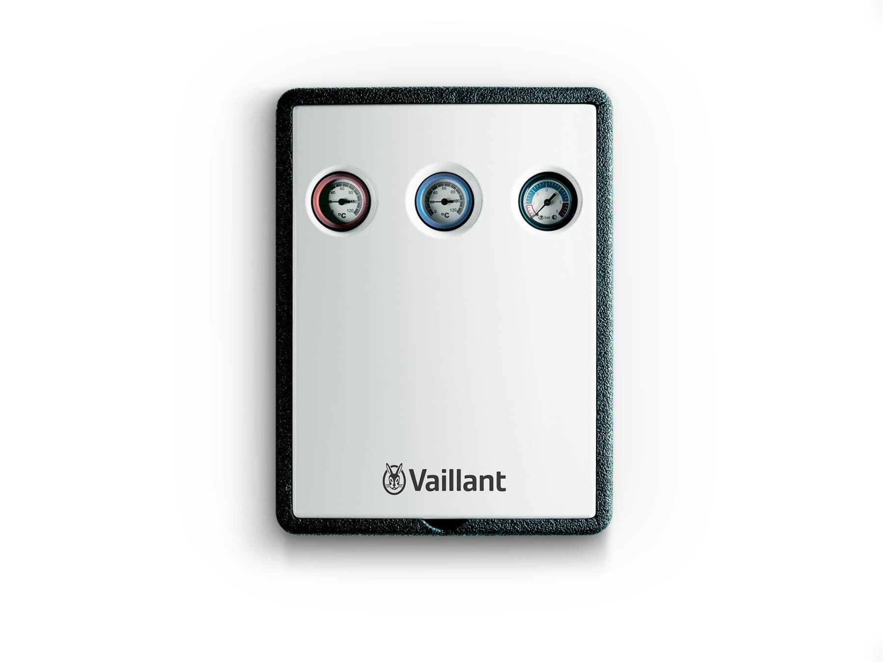 Eine Vaillant Solarstation vor einem weißen Hintergrund.