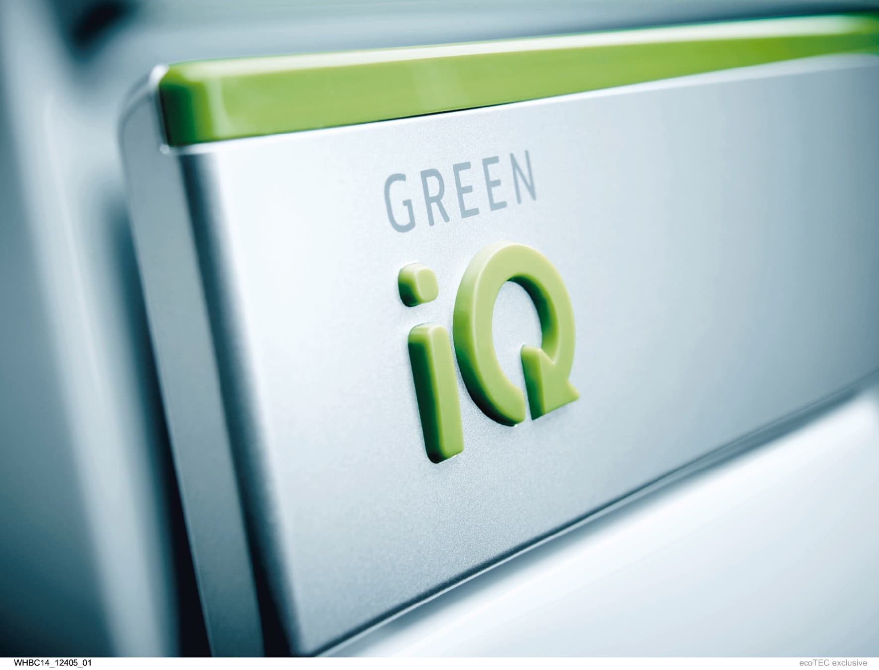 Das Green iQ Label auf einem Heizgerät in Nahaufname.